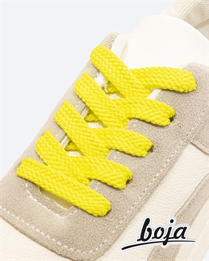 Шнурки для обуви BOJA, плоские, 100 см, желтые (лимонные), крупного плетения, для кроссовок; ботинок; кед; бутсов; сапог, НЕ эластичные; НЕ резиновые; НЕ силиконовые; БЕЗ фиксаторов