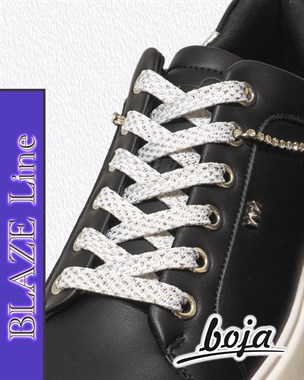 Шнурки для обуви BOJA (BLAZE Line), плоские, белые серебряные, 100 см, для кроссовок; ботинок; кед; бутсов; сапог, НЕ эластичные; НЕ резиновые; НЕ силиконовые; БЕЗ фиксаторов
