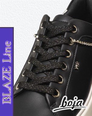 Шнурки для обуви BOJA (BLAZE Line), плоские, черные глянцевые, 120 см, для кроссовок; ботинок; кед; бутсов; сапог, НЕ эластичные; НЕ резиновые; НЕ силиконовые; БЕЗ фиксаторов